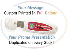 Your Message Custom Printed in Full Couour - Your Promo Presentation Duplicated on every Stick